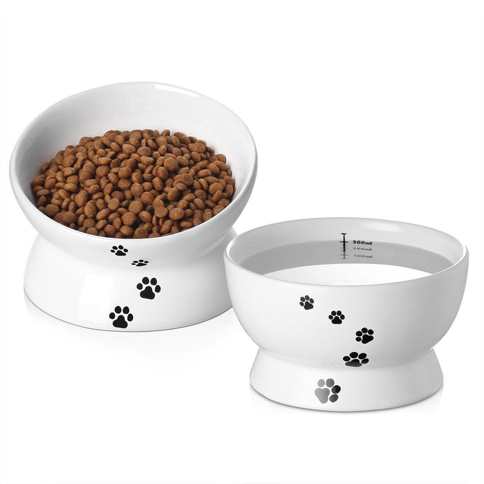 12 Oz Ceramic Pet Food Bowl, Anti Slip Feet, Set Of 2