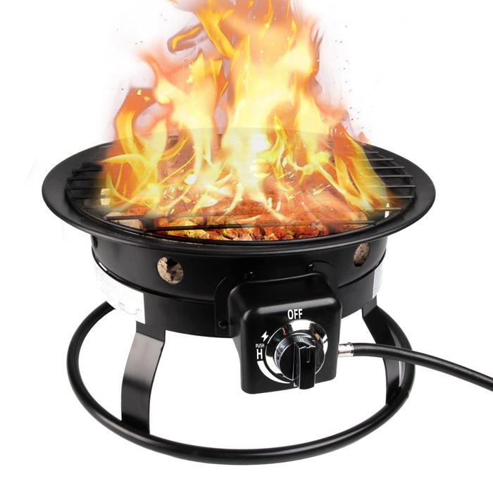 Propane Gas Fire Pit 19", Premium Smokeless Outdoor Portable Electric Start, 58000 BTU, Safe & Approved