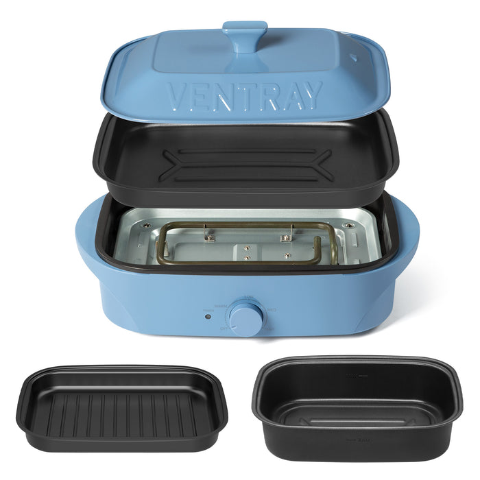 Ventray Essential Every Grill Electric Indoor Grill Set with 3 Removable Nonstick Plates