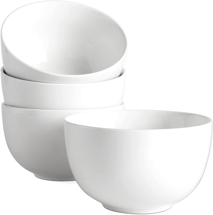 30 oz Large Bowls Set of 4 for Kitchen - White Ceramic Bowls for Cereal, Soup, Oatmeal, Salad, Ramen, Noodle, Rice - Dishwasher & Oven Safe