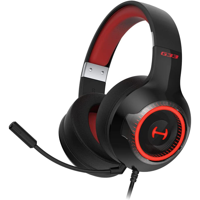 HECATE G33 Gaming Headset with Microphone, Low Latency Over Ear Headset with RGB Light, Noise Cancelling USB Wired