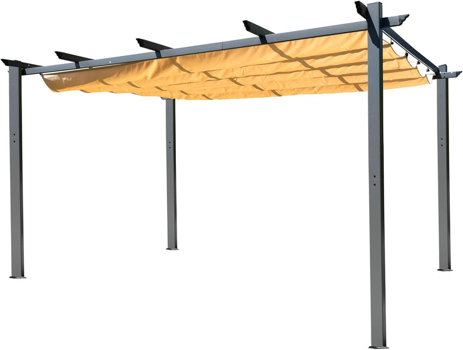 Outdoor Pergola Canopy with Sunproof, Waterproof Shade for Patio, Backyard, or Garden, Rustic Designer Trellis with Metal Frame