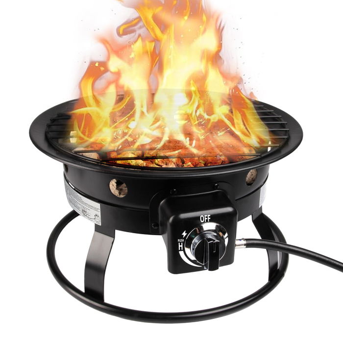 Propane Gas Fire Pit 19", Premium Smokeless Outdoor Portable Electric Start, 58000 BTU, Safe & Approved for Campgrounds