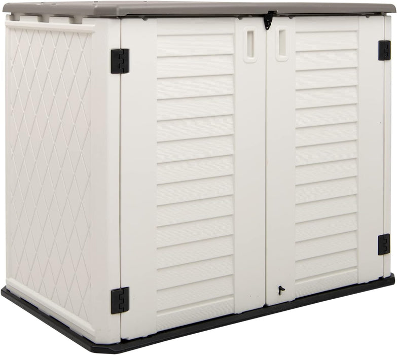 36 Cu. Ft. Horizontal Storage Shed Weather Resistance, Multi-Purpose Outdoor Storage Box for Backyards and Patios, 34 Cubic Feet Capacity