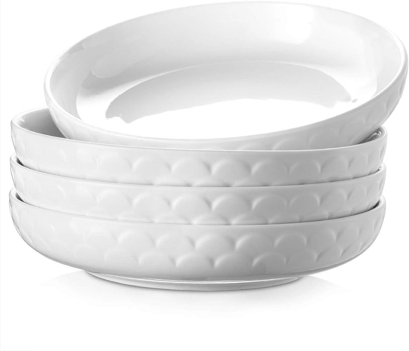 54 oz Large Pasta Bowls,Set of 4 Shallow Dishes Dinner Bowl-Microwave Dishwasher Safe