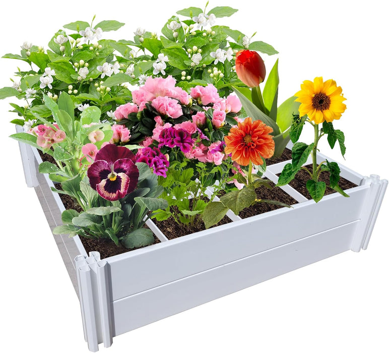 Raised Garden Bed Planter Box with Drain for Growing Plants, Flowers, Herbs, Vegetables, or Fruit