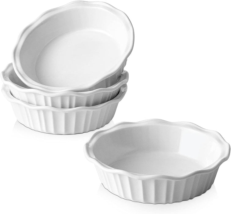 11.6 oz Ceramic Pie Pans for Baking, Set of 4, Oven, Freezer, & Microwave Safe