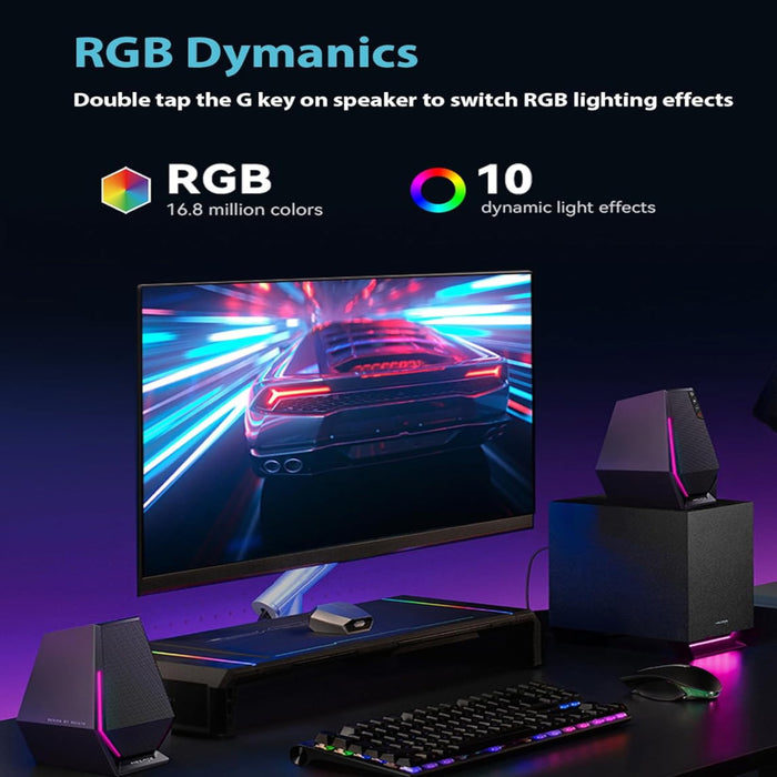 Edifier G1500 MAX 2.1 Computer Speakers System, 60W Hecate Gaming Speakers with Subwoofer Line Out, RGB Light, Bluetooth 5.3, USB, Type-C, 3.5mm AUX Input