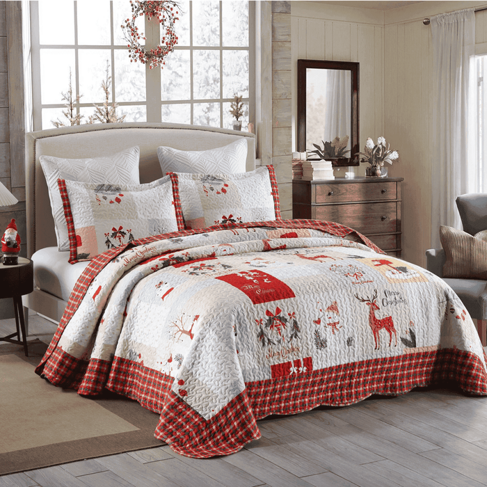 MarCielo Christmas Quilt Set Bedspread Set b023