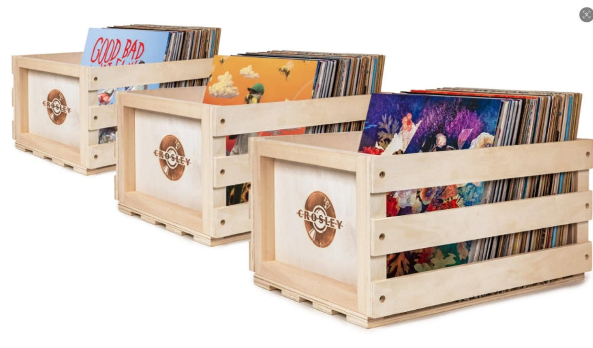 3 Pack Vinyl Record Storage Crate Combo In Natural