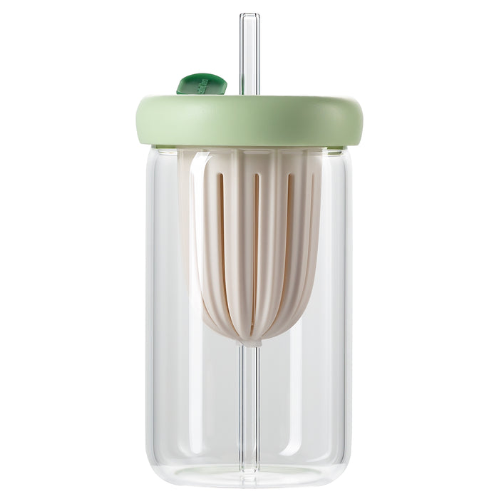 Ventray Home Tea Separation Cup with Straw - 450ml/15.2oz - Green