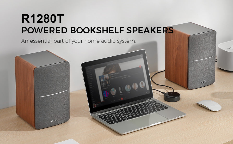 Edifier R1280T Powered Bookshelf Speakers with WiiM Mini Wi-Fi Audio S ...