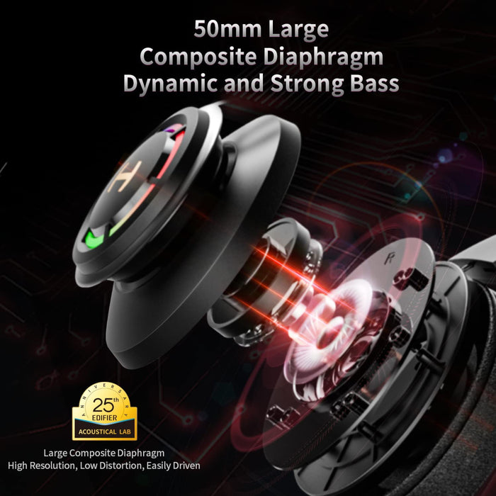 Edifier G35 PC Gaming Headset Hi-Res Sound Quality USB Over-Ear Headphone with 7.1 Surrounding Sound, 50mm Hybrid Driver, ENC Noise Cancelling Mic, 16.8m RGB Light for PC PS4 Mac Laptop Desktop