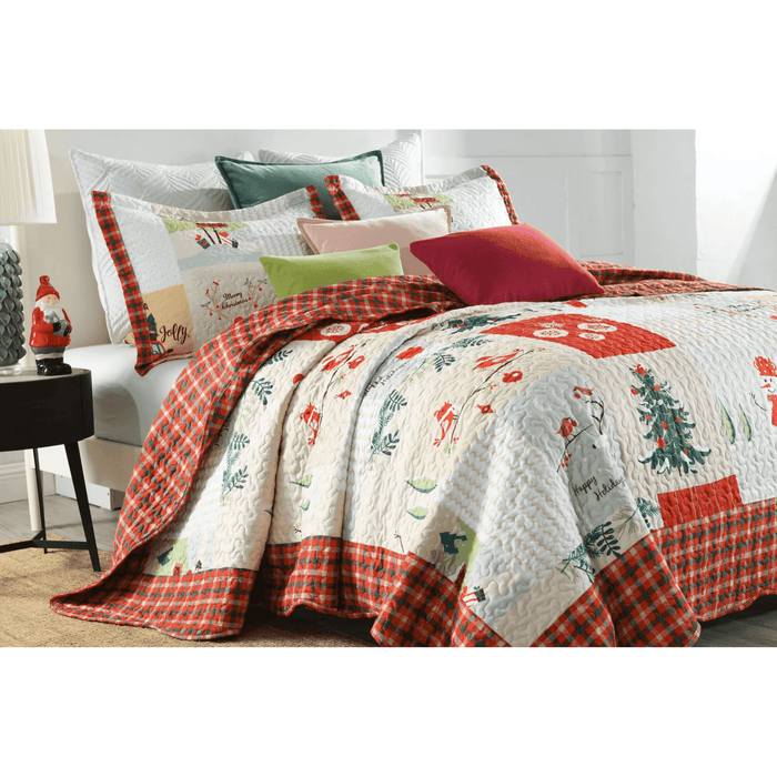 MarCielo Christmas Quilt Set Bedspread Set b022