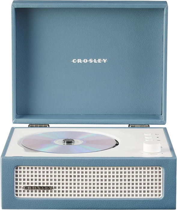 Crosley CR3517A-WB Voyager Cd Player, Washed Blue | CD Player, Bluetooth In / Out, Built-in Full-Range Stereo Speakers, Portable Design with Magnetic Lid Closure