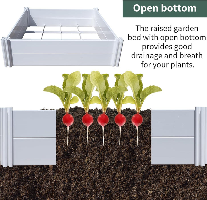 Raised Garden Bed Planter Box with Drain for Growing Plants, Flowers, Herbs, Vegetables, or Fruit