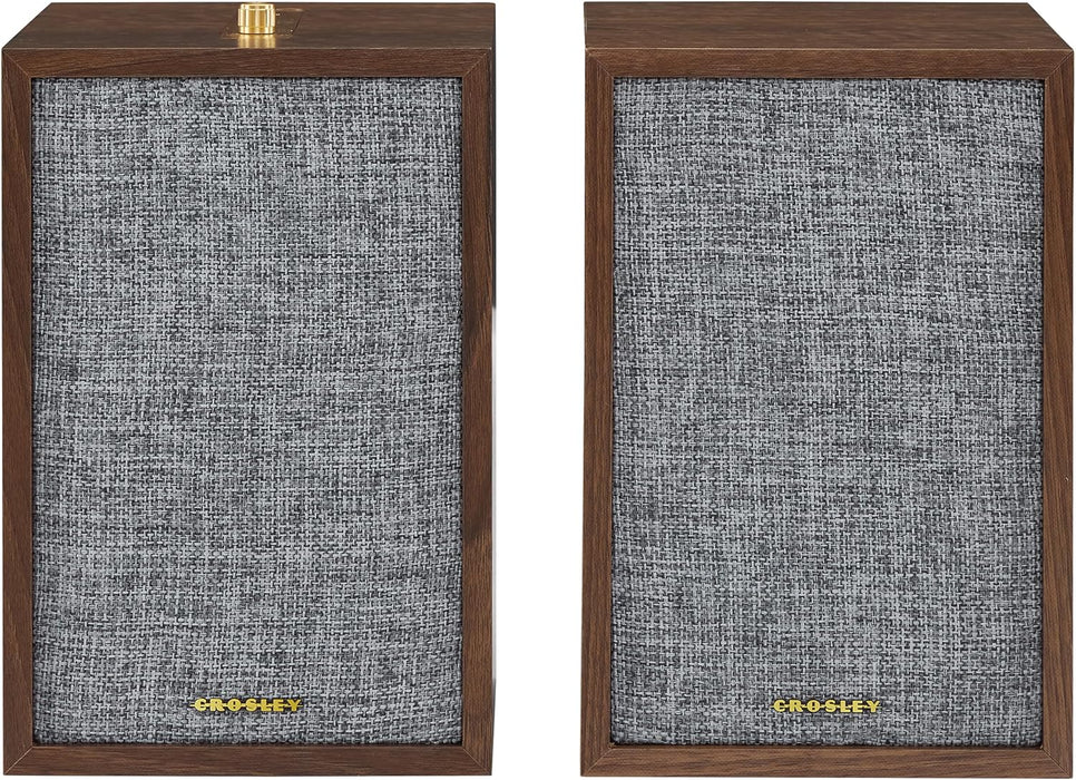Crosley S200A-WA Stereo Powered Bluetooth Speakers, Walnut | Bluetooth In, 2.0 Powered Active Speakers, 100W Peak, Frequency Response 20Hz-20KHz, 4" Woofer, 1¡± Soft Dome Tweeter