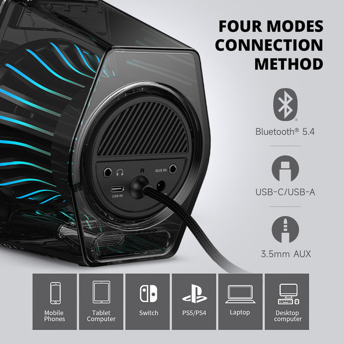 Edifier G2000PRO Desktop 2.0 Computer Gaming Speakers, Bluetooth USB 3.5mm AUX Inputs RGB Lights, 7.1 Surround Sound Multimedia Speaker for PC Laptop Woofer