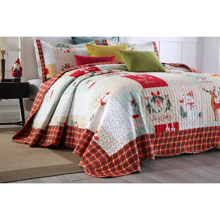 MarCielo Christmas Quilt Set Bedspread Set b023
