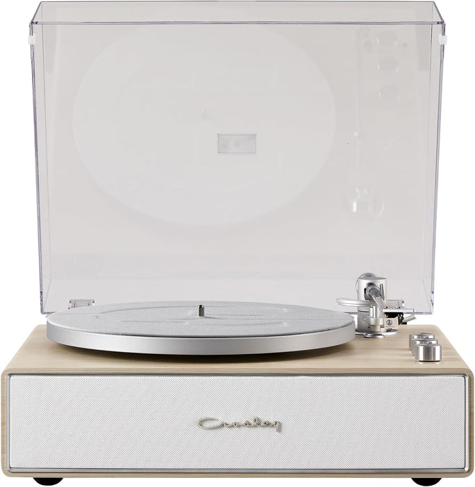 Crosley CR6046A-NASL Stave Record Player, Natural | 2-Speed Turntable, Bass/Treble Control, Carbon Fiber Tonearm, Adjustable Counterweight, ATN3600L Cartridge