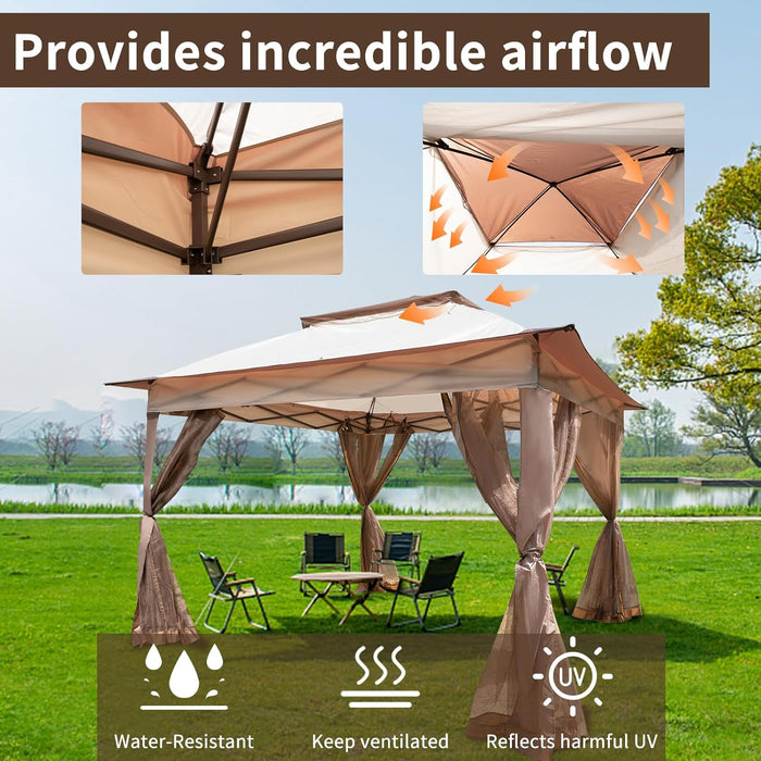 Canopy Tent with Breathable Mesh Mosquito Netting Walls, Outdoor Pop-Up Sunshade with Alloy Steel Frame and Weather Resistant Cover