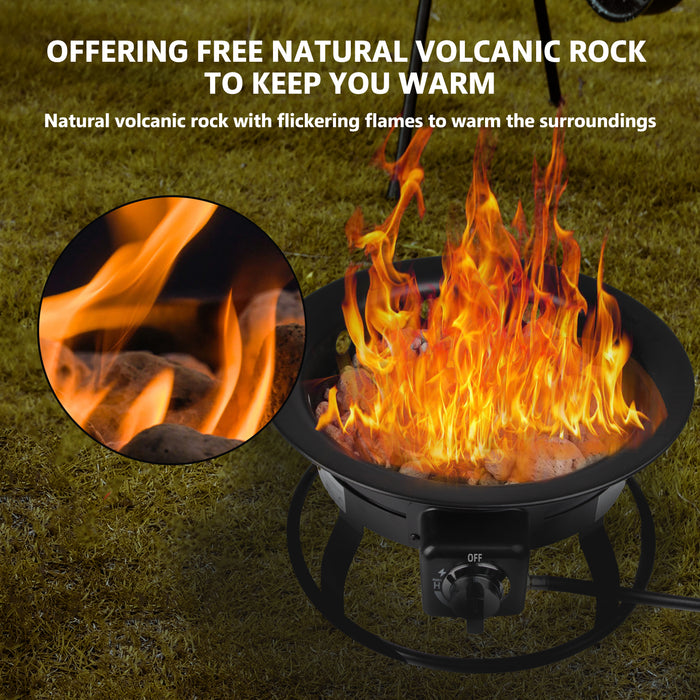Propane Gas Fire Pit 19", Premium Smokeless Outdoor Portable Electric Start, 58000 BTU, Safe & Approved for Campgrounds