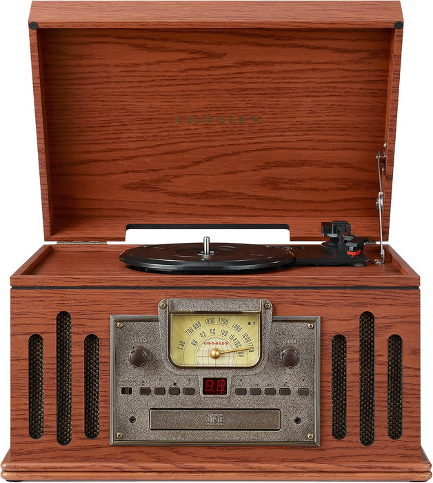 Crosley CR704B-PA Musician 8-in-1 Record Player, Paprika | 3-Speed Turntable, Bluetooth In, Built-in Full-Range Stereo Speakers, AM/FM Radio, CD Player