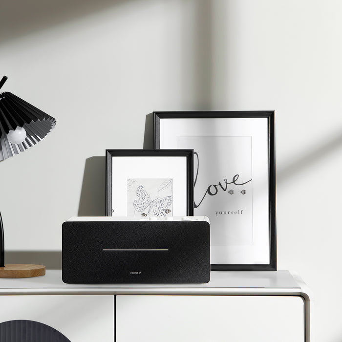 Certified Refurbished Edifier D12 Tabletop Speaker - Integrated Desktop Stereo Bluetooth Speaker - Wireless Computer Speaker for Desktop Use- 70 Watts RMS with Subwoofer Line Out - White Enclosure