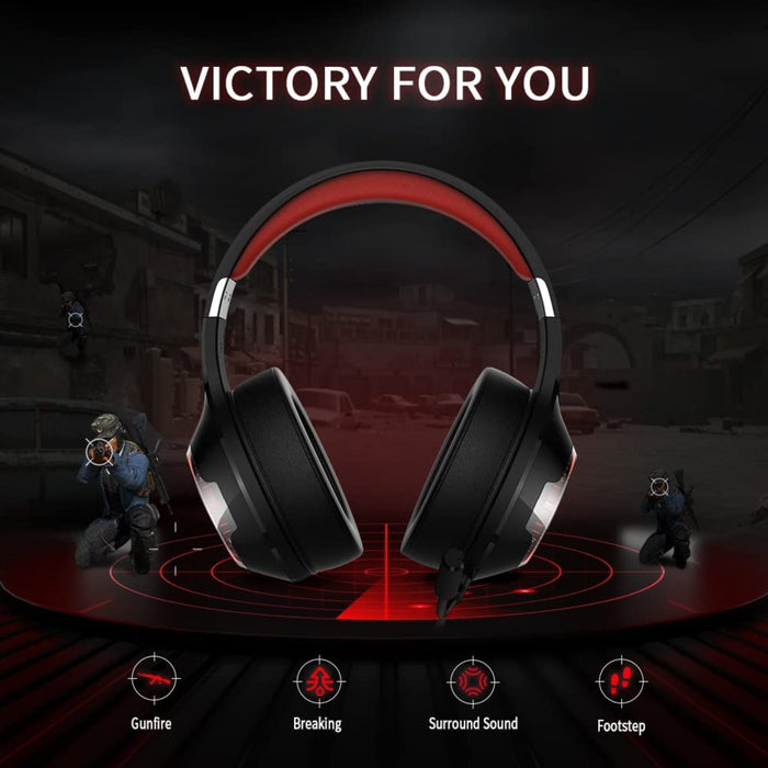 HECATE G33 Gaming Headset with Microphone, Low Latency Over Ear Headset with RGB Light, Noise Cancelling USB Wired