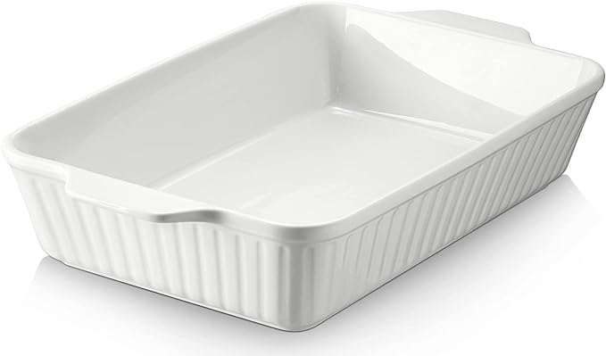 DOWAN Casserole Dish 9''x13'' Ceramic Baking Dish, White
