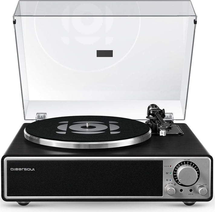 ONE-Q All-in-one Vinyl Record Player (Black) with Bluetooth 5.4 | HiFi Turntables with Built in Speakers, Phono Preamp, Magnetic Cartridge AT-3600L, 33/45 RPM Two Speed, Aux-in, Auto Off
