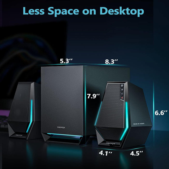 Edifier G1500 MAX 2.1 Computer Speakers System, 60W Hecate Gaming Speakers with Subwoofer Line Out, RGB Light, Bluetooth 5.3, USB, Type-C, 3.5mm AUX Input