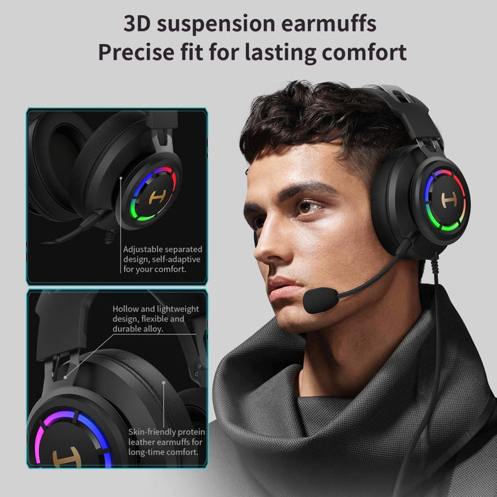 Edifier G35 PC Gaming Headset Hi-Res Sound Quality USB Over-Ear Headphone with 7.1 Surrounding Sound, 50mm Hybrid Driver, ENC Noise Cancelling Mic, 16.8m RGB Light for PC PS4 Mac Laptop Desktop
