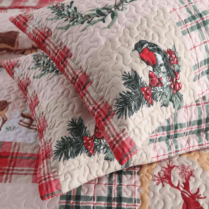 MarCielo Christmas Quilt Set Lightweight Bedspread Set b021