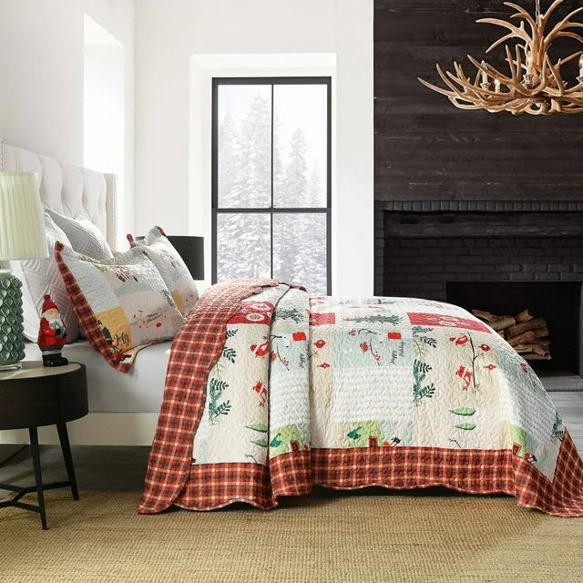 MarCielo Christmas Quilt Set Bedspread Set b022