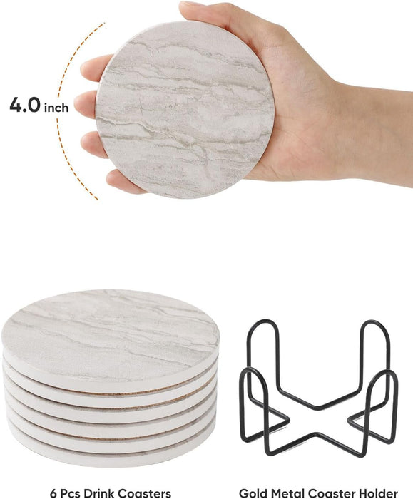 LIFVER Coasters for Coffee Table, 4 Inches, Sandstone Style