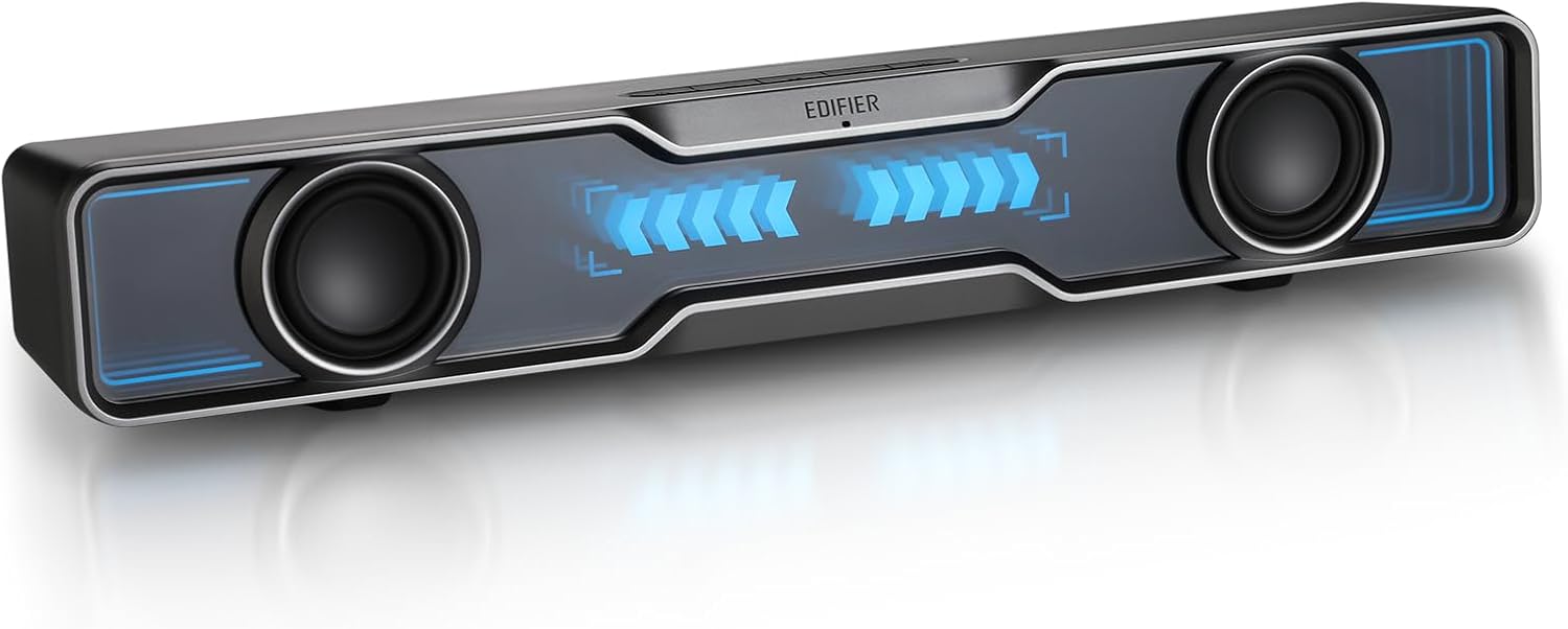 Edifier QS30 Multimedia Soundbar, Bluetooth V5.4 Enhanced Bass Integrated Mic with Dynamic Lighting Multiple Sound Effects, USB Powered Speaker for Desktop PC Laptop Tablets