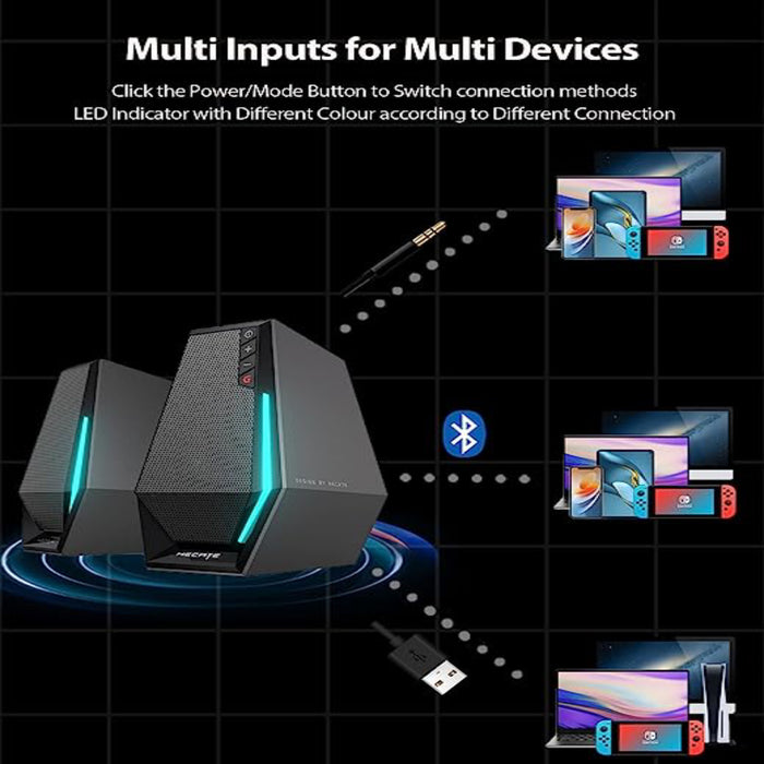 Edifier G1500 Computer Speakers, Hecate Gaming Speakers with RGB, Bluetooth 5.3, USB Input, 3.5mm AUX Input Supported