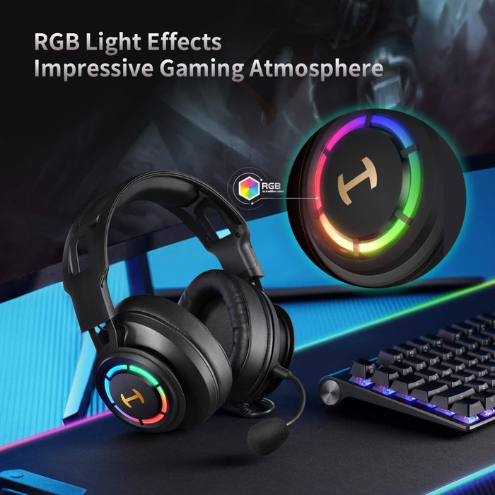 Edifier G35 PC Gaming Headset Hi-Res Sound Quality USB Over-Ear Headphone with 7.1 Surrounding Sound, 50mm Hybrid Driver, ENC Noise Cancelling Mic, 16.8m RGB Light for PC PS4 Mac Laptop Desktop