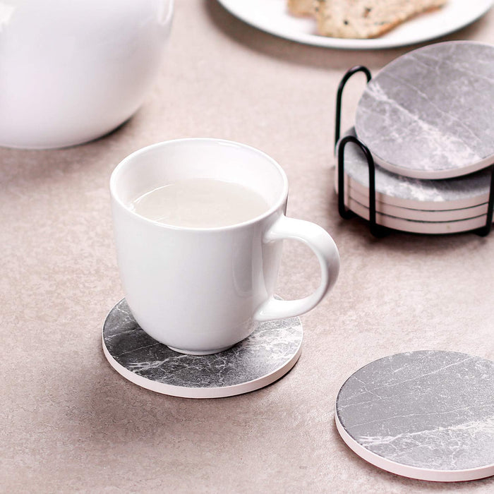 LIFVER Coasters for Drinks Absorbent, Set of 6 - Grey