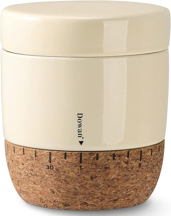 DOWAN Butter Crock Butter Keeper with Cork Bottom and Date Record Line, Beige