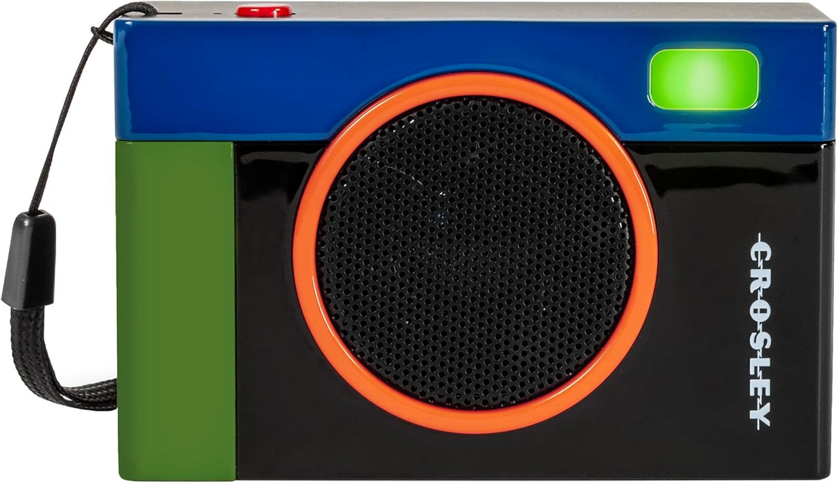 Crosley CR3051A-BK Flashback Portable Bluetooth Speaker, Black | Bluetooth In, 4 Color-Changing Light Modes, LED Lights Sync with Music, Rechargeable Lithium-Ion Battery
