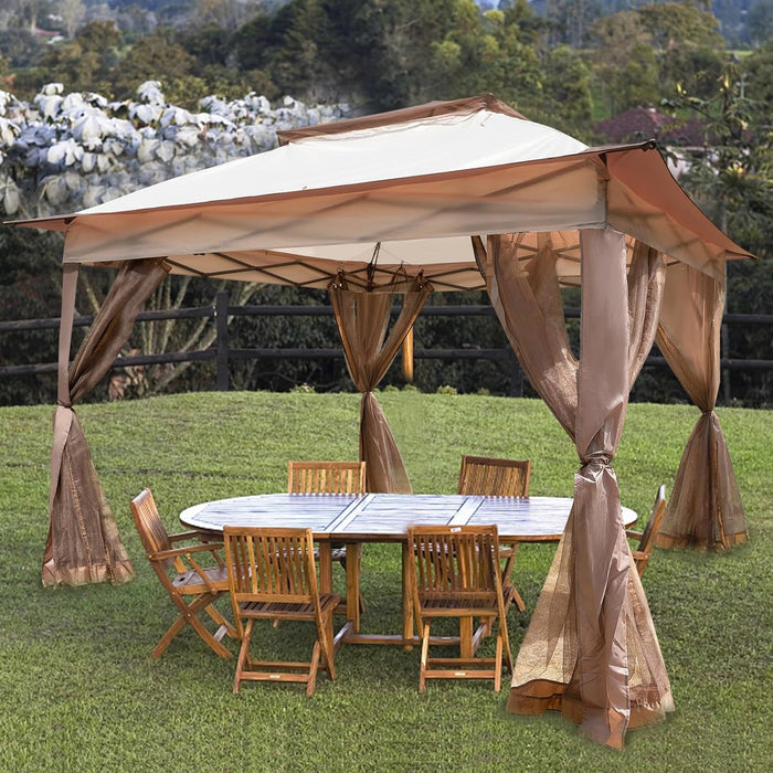 Canopy Tent with Breathable Mesh Mosquito Netting Walls, Outdoor Pop-Up Sunshade with Alloy Steel Frame and Weather Resistant Cover