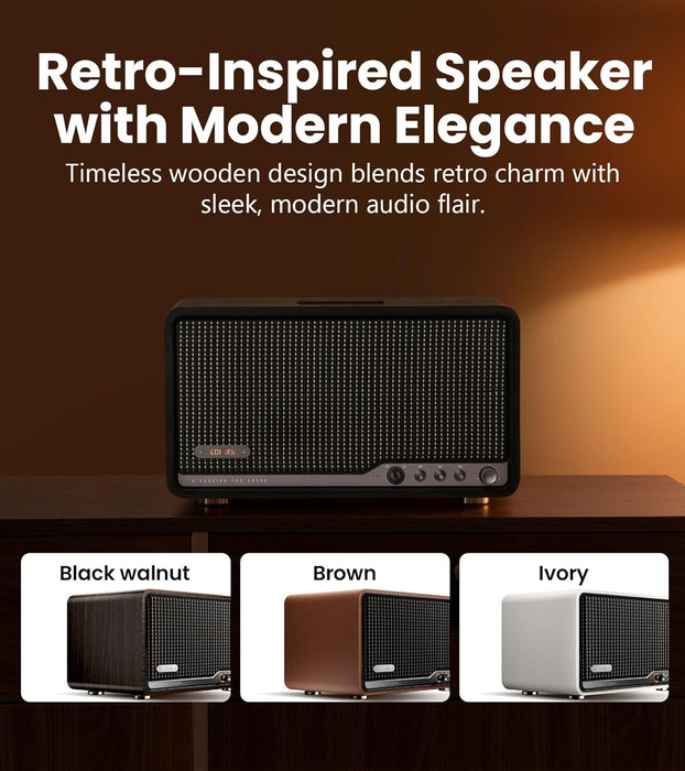 Edifier S300 Hi-Fi Tabletop Speaker, Hi-Res Audio LDAC for Wireless Multi-Room & Stereo Pairing, 80W Power Works with AirPlay 2 Bluetooth 5.4 USB-C AUX Inputs, Retro Design with Remote