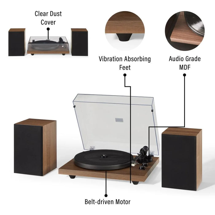 Crosley C62 Bluetooth Vinyl Record Player 120W Speakers