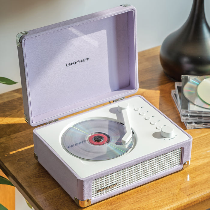 Crosley CR3505A-LN Cruiser Retro Portable CD Player with Stereo Bluetooth Speakers and FM Radio