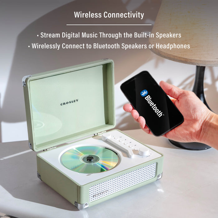 Crosley CR3505A-MT Cruiser Retro Portable CD Player with Stereo Bluetooth Speakers and FM Radio