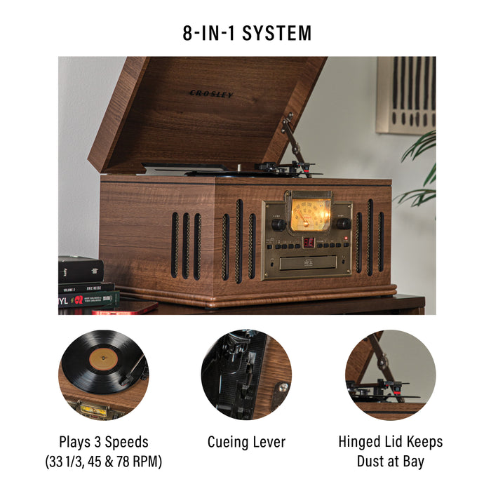 Crosley CR704B-WA Musician 3-Speed Turntable with Radio, CD/Cassette Player, Aux-in and Bluetooth