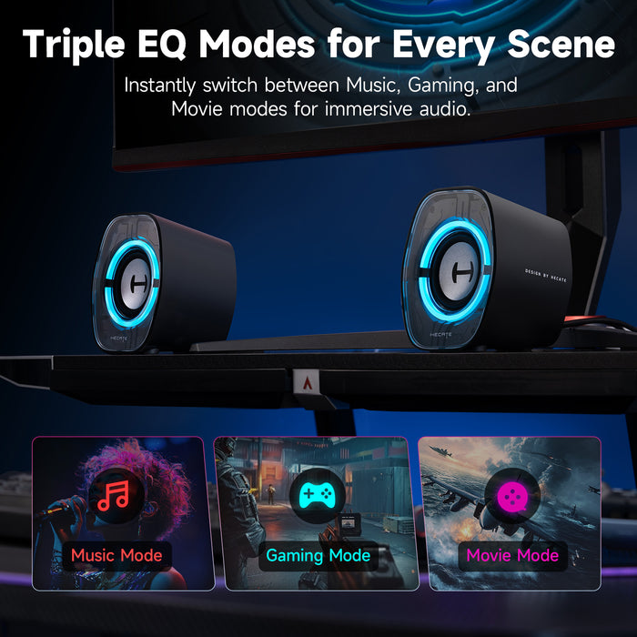 Edifier Edifier G1000 II Desktop Computer Speakers for Gaming, 2.5" Full-Range Driver & Enhanced Bass, Bluetooth 5.4 USB-C AUX, 9 Dynamic RGB Lighting Modes for PC