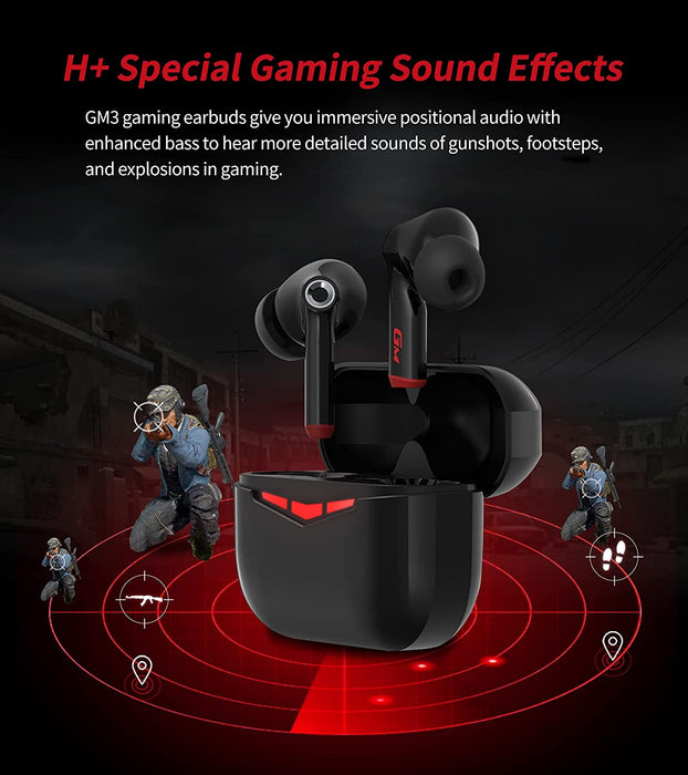 Hecate GM3 True Wireless Earbuds -60ms Low Latency - PixArt Bluetooth 5.0 Auto Pairing - IP55 Water Proof-Touch Enabled